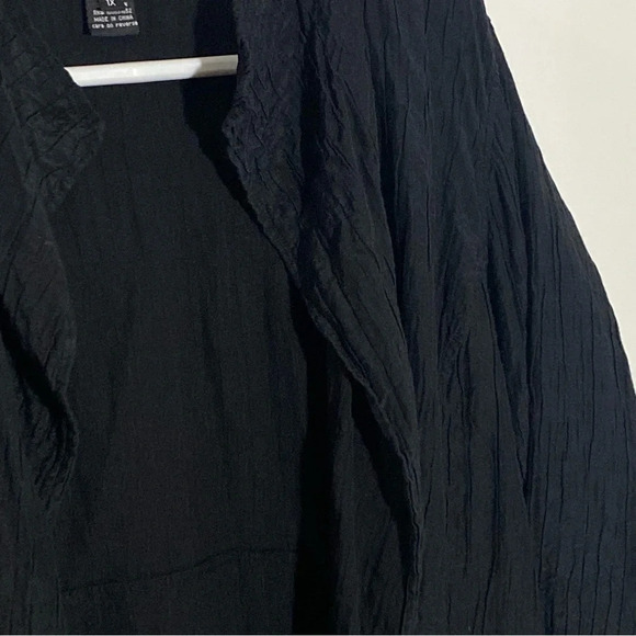 Citron Santa Monica Silk-Cotton  open front black crinkled goth grungy top 1X - Picture 4 of 9